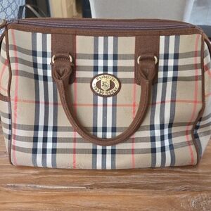 Burberry Beige and Brown Checkered Satchel